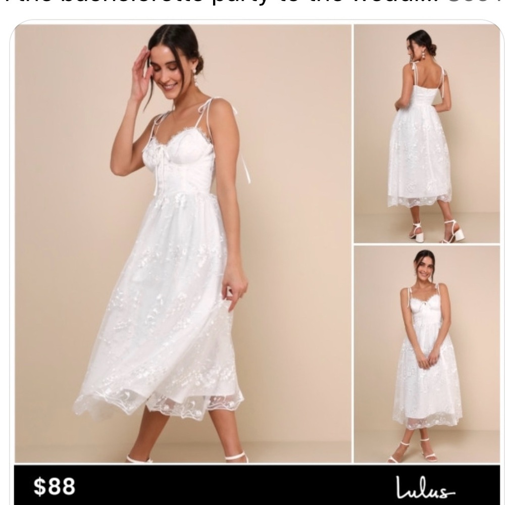 White Lace Dress with Tie Detail Straps